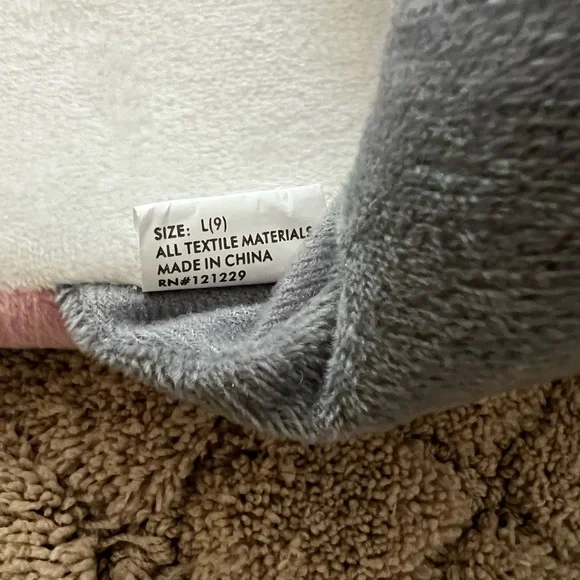 Gray Bunny Plush Slip-On Slippers with Pink Accents - Picture 4 of 4